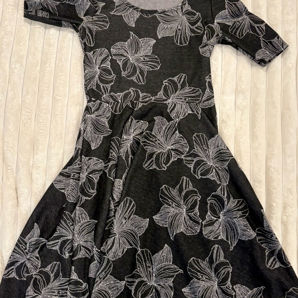 Floral Black and White Dress